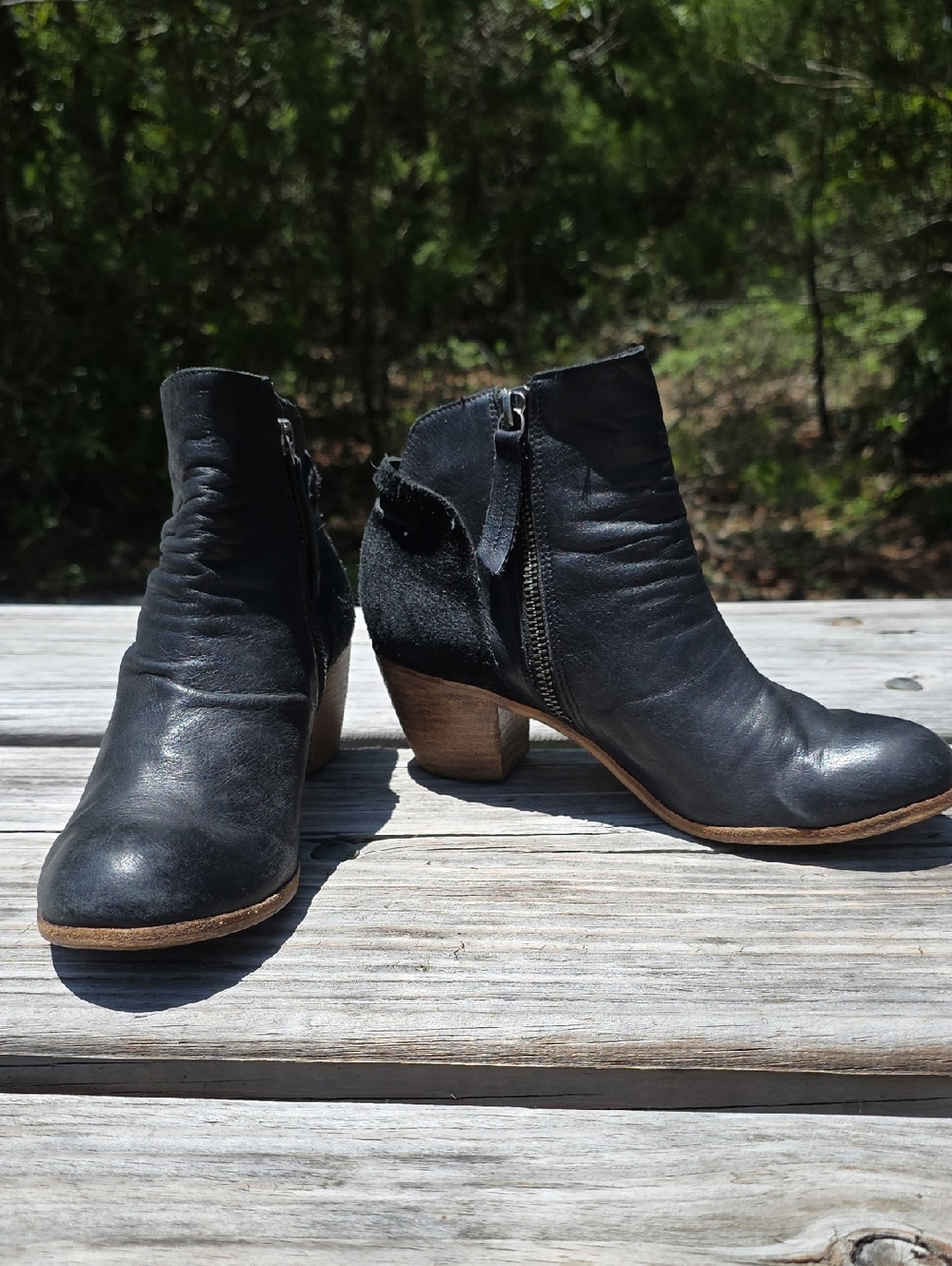 Matisse Larenzo Black Leather Side-Zip Ankle Boots Sz 7